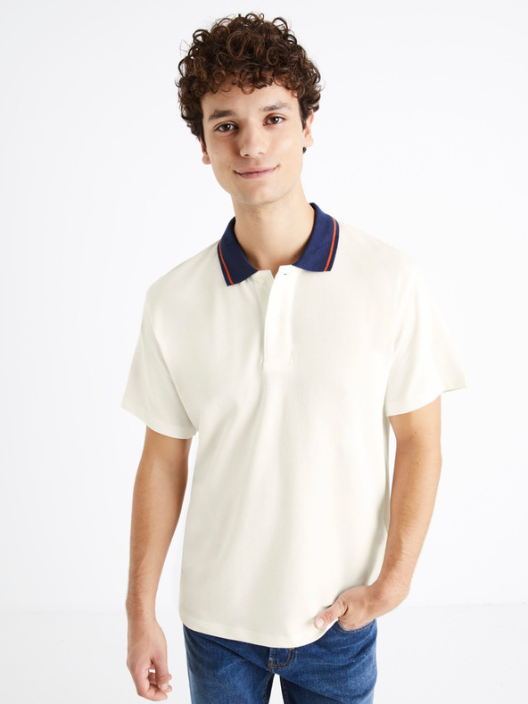 Celio Derwin Polo T-Shirt Weiß