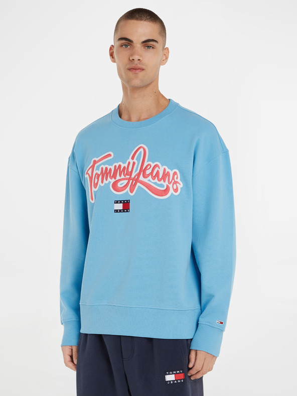 Tommy Jeans College Pop Text Crew Sweatshirt Blau