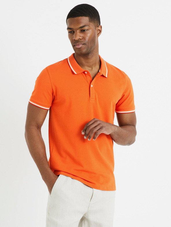 Celio Decolrayeb Polo T-Shirt Orange